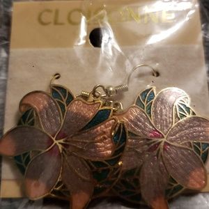 Vintage NWT Cloisonne Handpainted Earrings